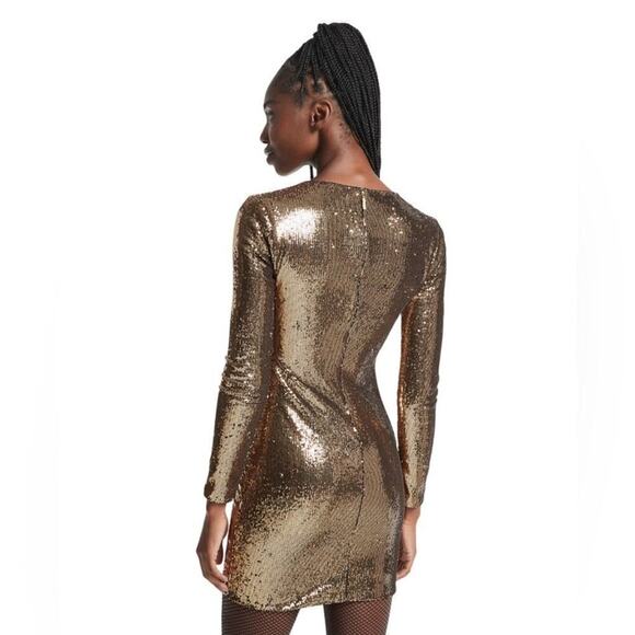 MICHAEL Michael Kors Gold Sequined Stretch Tulle Dress - NWT - Picture 2 of 9